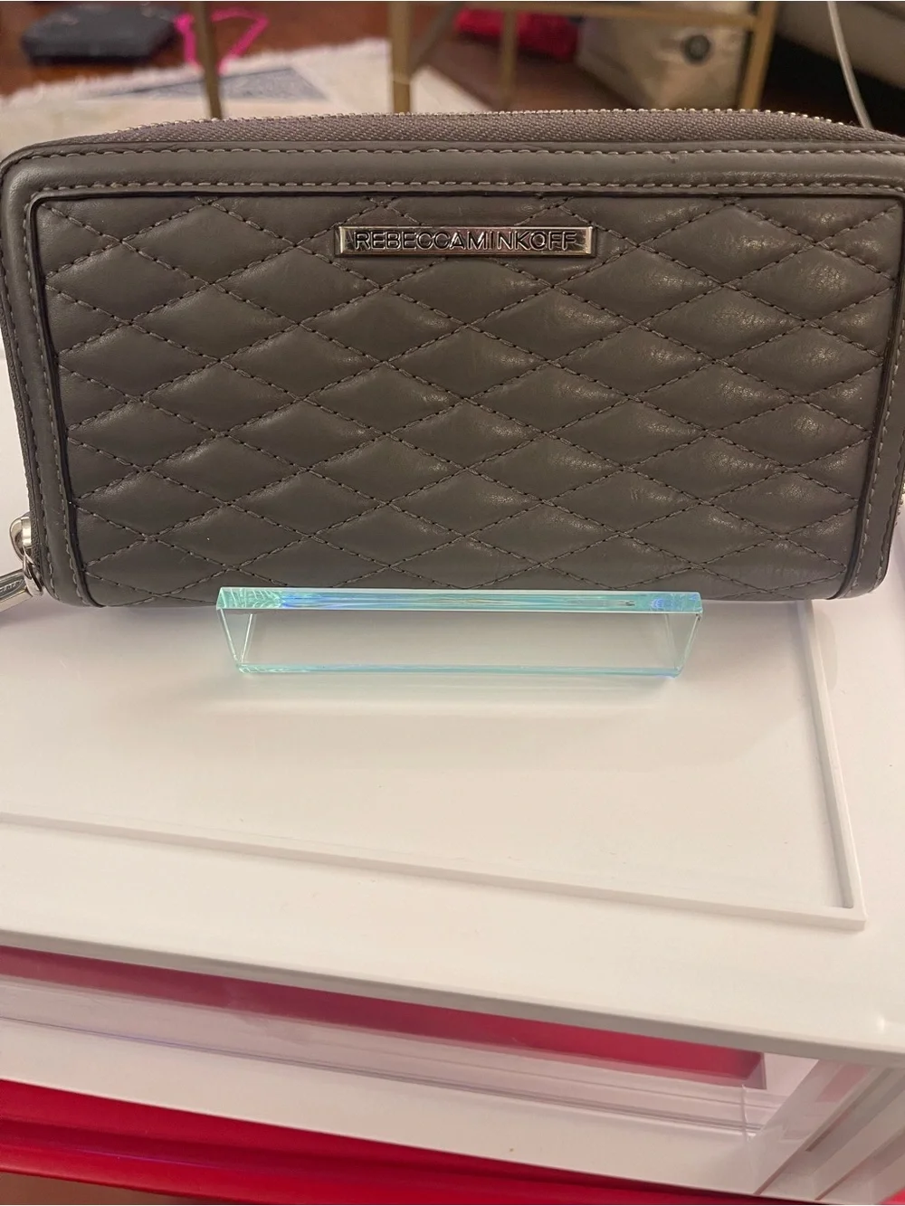 Rebecca Minkoff Quilted Zip Wallet in Taupe Gray